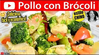 POLLO CON BROCOLI Comida China  Vicky Receta Facil [upl. by Ttej]