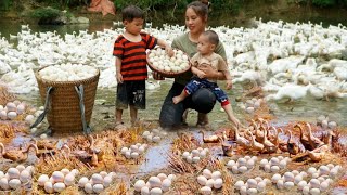 Pick a lot of duck eggs for sale on the market  with children [upl. by Essy]