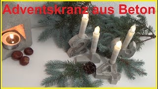 DIY Adventskranz aus Beton selber machen Adventskranz basteln Bastelidee Weihnachten Deko [upl. by Gardner]