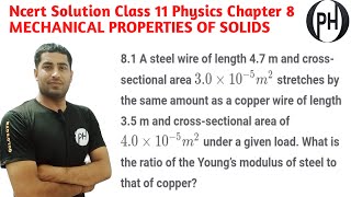 A steel wire of length 47 m and crosssectional area 30×10−5m2 stretches by the same amount as [upl. by Sale867]