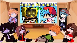 FNF react to Friday Night Funkin VS Spong Remastered Full Week FNF ModHard [upl. by Florin]