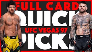 UFC Vegas 97 QUICK PICKS  FULL CARD PREDICTIONS  Burns vs Brady  Jacobs Picks [upl. by Aidam]