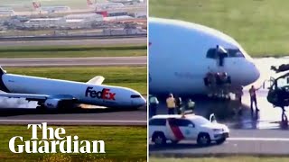 Pilot climbs from window after Boeing cargo plane crash lands at Istanbul airport [upl. by Tedric]