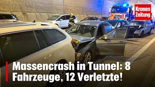 Massencrash in Tunnel 8 Fahrzeuge 12 Verletzte  kronetv NEWS [upl. by Ahsetan]