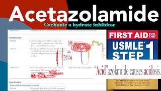 Acetazolamide Carbonic anhydrase inhibitor in HindiUrdu by first aid for USMLE step 1 [upl. by Koeppel]