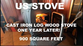 US STOVE COMPANY 900 Square Foot Log Wood StoveREVISITED ONE YEAR LATERTractor Supply Co [upl. by Babby765]