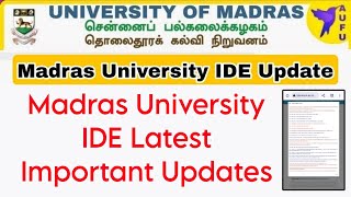 Madras University IDE Latest Two Updates 👍 [upl. by Ingrid570]