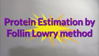 protein concentration determination  Protein Estimation by Folin lowry method [upl. by Aniryt431]