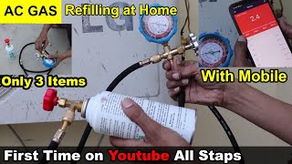 how to refill Split AC gas at home car ac gas refilling R22 R134 ac gas charging Topup in AC [upl. by Greenleaf286]