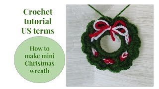 Quick Christmas make  crocheted mini wreath no curtain ring needed [upl. by Eirdua]