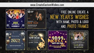 Create New Year 2025 Wishes Image Greetings with Name Text Logo and Photo Frame online  FREE [upl. by Ibor]