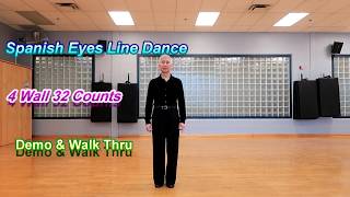 Blue Spanish Eyes Line Dance Demo Teach Steps Counts FYLDC Forever Young Line Dance Collection [upl. by Haskel394]