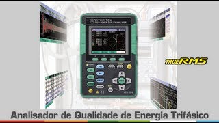 Analisador de Qualidade de Energia Trifásico TRUERMS CAT III 600V Harmônicas e USB [upl. by Dickinson]