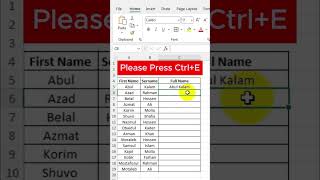 First and surnames merged in Excel excel exceltips exceltricks [upl. by Timothee]