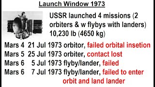 Astronomy  Ch 12 Mars 48 of 62 Launch Window 1973 [upl. by Jenne]