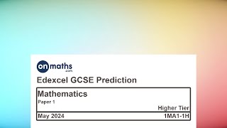 May 2024 Predicted Maths GCSE Paper 1 Edexcel Higher Paper 1 Non Calculator Exam 1MA11H [upl. by Edialeda301]