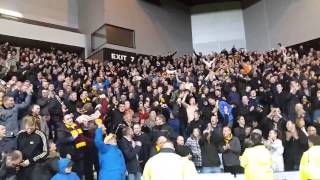 29052015 Motherwell fans Twist and Shout at Ibrox after victory at Ibrox [upl. by Kelwunn]