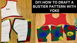 How to Draft a Bustier Blouse pattern with Yoke sewingtutorial [upl. by Eleanora]