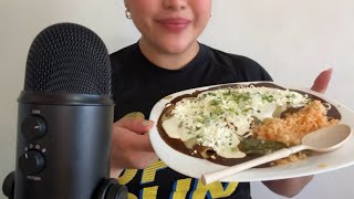 ASMR comiendo enmoladas con arroz  COMIDA MEXICANA 🇲🇽 [upl. by Ydualc926]