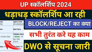 🔥UP स्कॉलर्शिप बड़ी खबर DWO big updateup scholarship 2024up scholarship kab aayegischolarship [upl. by Anemolihp]