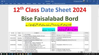 12th class Date sheet 2024 Bise Faisalabad Board [upl. by Akcinahs]