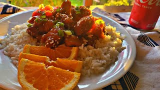 Como Hacer Orange Chicken Mi Receta [upl. by Attelrahs826]