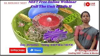 KL Biology NEET Free Online Live NEET Class  2024  CELL The Unit of Life II [upl. by Ellekcim]