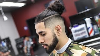 BARBER TUTORIAL HOW TO FADE A UNDERCUT  MAN BUN STEP BY STEP INSTRUCTIONS [upl. by Evangeline200]