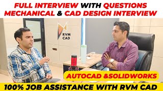 Solidworks Interview at RVM CAD  Mechanical Design Interview Questions [upl. by Holleran76]