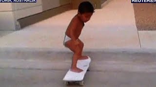 2yearold shows off skateboarding skills [upl. by Gregrory]