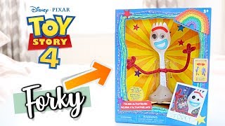 TOY STORY 4 Disney Store Forky Talking Action Figure Review [upl. by Pelagi]