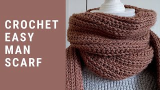 CROCHET EASY MAN SCARF FOR BEGINNERS  Crochet Elegant Scarf For Men DIY Tutorial amp Free Pattern [upl. by Nino]