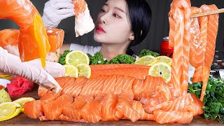 ASMR MUKBANG  통연어 내맘대로 썰어먹기 ★ 연어국수 연어초밥 연어회 먹방 WHOLE RAW SALMON 🐟 SALMON NOODLES SUSHI SASHIMI [upl. by Yssep784]