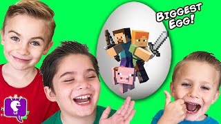 Giant MINECRAFT Adventure Egg with HobbyKidsTV [upl. by Kass45]