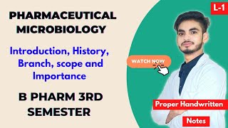 L1। U1। Pharmaceutical microbiology। Introduction history branches। B Pharm 3rd semester। [upl. by Yankee]