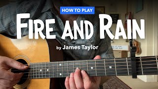 How to play FIRE AND RAIN by James Taylor guitar lesson with tabs [upl. by Enom]