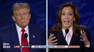 WATCH Harris blames Trump for killing bipartisan border bill  ABC Presidential Debate [upl. by Atteyram]