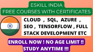 Free courses online with certificates  Eskill india free certification courses [upl. by Emilie757]