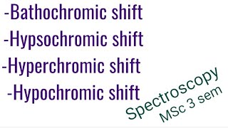 Bathochromic  Hypsochromic  hyperchromic  hypochromic shift MSc 3 sem [upl. by Rihat738]