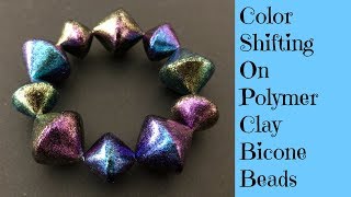 Polymer Clay Tutorial Creating Quick and Easy Bicone Beads Decorated With Dragonfly Glaze [upl. by Shulman]