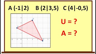 Berechne Umfang und Fläche eines Dreiecks im Koordinatensystem  vorgerechnet und erklärt [upl. by Jessika]