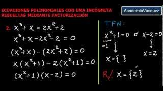 Ecuaciones Polinomiales con una Incógnita Resueltas mediante Factorización Parte 1 [upl. by Nereen]