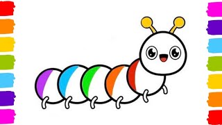 How To Draw A Caterpillar 🐛🌈  Easy drawing and Painting  Step by Step Art Tutorial [upl. by Mclaurin]