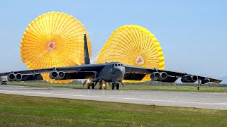 Skilled US Pilot Releases Massive Drogue Parachute to Stop His Massive B52 [upl. by Devan]