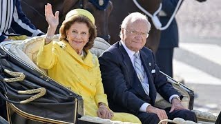 King Carl gustavs goldenjubilee procession in Stockholm  kung Gustavs gyllene jubileumståg [upl. by Ilarrold]