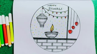 2024 Drawing for Diwali Festival with Pencil ampcolour\happy Diwali drawing viralvideo trendingart [upl. by Matheson]