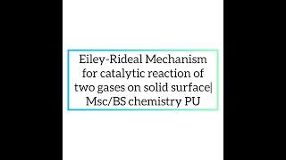 EileyRideal Mechanism for catalytic reaction of two gases on solid surfaceMscBS chemistry PU [upl. by Didier]