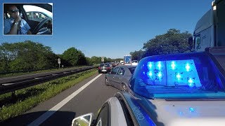 Einsatzfahrt der Autobahnpolizei  durch Rettungsgasse zum Unfall  Polizei kommentiert  POV GoPro [upl. by Nylassej]