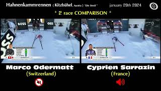 SKI DOWNHILL RACE COMPARISON on the Kitzbühel Streif 2024 Cyprien Sarrazin vs Marco Odermatt [upl. by Euqinitram]