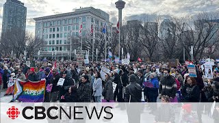 Calgary rally billed as broad coalition against UCP [upl. by Akenahc872]